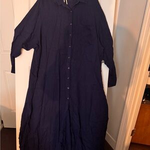 Anthropologie Deep Blue Long Sleeve Dress